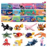 JOYIN 24 Packs Valentines Day Cards with Ocean Animal Building Block for Party Gifts, Kids Classroom Exchange, Prize Supplies, School Rewards, Valentine