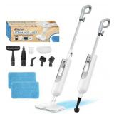 Mxnsewr Steam Mop All-in-one Multi-Functional Powerful Steam Cleaner, Handheld Detachable Floor Steamer with 2 Steam Level, 380ML Water Tank & 23FT Power Cord for Whole Home Use White