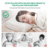 UTTU Cervical Pillow for Neck Pain Relief, Memory Foam Neck Pillow for Sleeping, Adjustable Orthopedic Sandwich Pillow, Contour Cooling for Side Back Stomach Sleeper, Queen(23.6"x14"x5.2"/4.5") - Reta