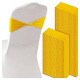 Friend Spandex Stretch Chair Sashes Bows, Elastic Chair Cover Bands Ties Without Buckle for Wedding Reception Events Universal Ceremony Banquet Decorations (Bright Gold) - Retail: $47