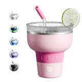 Magcheer 16 oz Cocktail Tumbler with Lid and Straw - Stainless Steel Insulated Margarita Tumbler - 320° Sippable Stemless Wine Cup for Party | Pink - Retail: $25