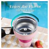 Magcheer 16 oz Cocktail Tumbler with Lid and Straw - Stainless Steel Insulated Margarita Tumbler - 320° Sippable Stemless Wine Cup for Party | Pink - Retail: $25