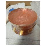 Rubtlamp Pink Gold Dessert Plates hammered party plates, Pink Disposable Plates With Gold Rim, 7 Inch Dessert Platos Disposable, Plastic Appetizer Plates Perfect for Mother