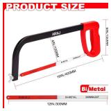 AIRAJ 12 In High-Tension Hacksaw with 24 TPI Bi-Metal Blade,Hand Saw Suitable for Metal, Wood, PVC - Retail: $9