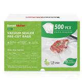 Bonsenkitchen Precut Vacuum Sealer Bags, 500 Pint 6" x 9" Food Sealer Bags,Commercial Grade, BPA Free, Heavy Duty, Customized Size Vacuum Bags for Vac Storage, Meal Prep or Sous Vide Cooking, VB11 - R