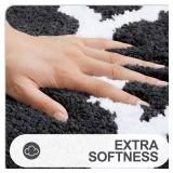 OLANLY Bathroom Rugs Set 2 Piece, Microfiber Bath Shower Mat and U-Shaped Toilet Rug, Machine Wash Dry, Non-Slip Absorbent Shaggy Bath Mats for Tub, Shower and Bathroom (24"x16"+24"x20", Dark Grey) - 