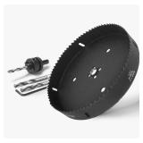 8 Inch Hole Saw with 1/2" Hex Shank Quick Change Arbor, JTemgle Bi-Metal Hole Saw Heavy Duty Hole Cutting Tool for Cornhole Boards, Recessed Lights, Wood, Plastic, Drywall & Soft Metal - Retail: $20