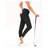 Hiverlay Womens pro Golf Pants Quick Dry Slim Lightweight Work Pants with Straight Ankle Also for Hiking or Casual Ladies Black-XXL - Retail: $50