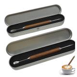 Vvluvva 2 Pack Latte Art Pen for Coffee, Double-Ended Espresso Latte Art Tool with Stainless Steel Tips & Wooden Handle for Barista and Home Coffee Designs - Retail: $8