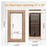 Oak Floor Register for 4x10 Inch Duct Holes - Flush Mount Floor Vent with Metal Damper - White Wooden Vent Covers for Home Floor - 0.8 Inch Thickness - Unfinished - 2PCS - Retail: $36