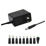 5V 2A 1A 0.8A 0.5A Power Supply Adapter, 10W AC/DC Adapter 100-240V AC to DC 5V Power Cord Converter with 9 Interchangeable Jacks Plug for USB Hub TV Box Router Camera,etc (1 Pack) - Retail: $10
