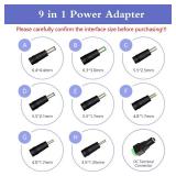 5V 2A 1A 0.8A 0.5A Power Supply Adapter, 10W AC/DC Adapter 100-240V AC to DC 5V Power Cord Converter with 9 Interchangeable Jacks Plug for USB Hub TV Box Router Camera,etc (1 Pack) - Retail: $10