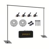 Backdrop Stand, 6.5ft Height 9ft Width Adjustable Photography Background Support Poles with Heavy Duty Flat Base, Photo Metal Steel Pipe and Drape Frame Kit for Parties Birthday Wedding - Retail: $40