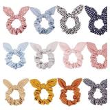 Yaomiao 12 Pieces Bow Hair Scrunchies Bunny Ear Scrunchies for Bow Silk Bowknot Bobbles Elastic Hair Ties Ropes Ponytail Holder for Women(Wave Point) - Retail: $12