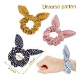 Yaomiao 12 Pieces Bow Hair Scrunchies Bunny Ear Scrunchies for Bow Silk Bowknot Bobbles Elastic Hair Ties Ropes Ponytail Holder for Women(Wave Point) - Retail: $12
