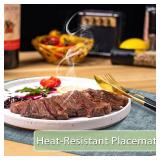 BARTHKIT Placemats for Dining Table Set of 6 Non-Slip, Heat Resistant Oval Leather Placemat Double Layer, Waterproof Table Mats Easy to Clean for Kitchen Dining Room, Light Blue - Retail: $28