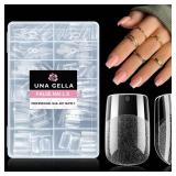 UNA GELLA Short Square Gel Nail Tips 216pcs Short Square Press on Nails Pre-shape Fake Nails for Full Cover Acrylic Nails False Nails For Nail Extension Home DIY Nail Salon 12 Sizes Gelly Tips - Retai