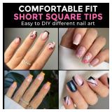 UNA GELLA Short Square Gel Nail Tips 216pcs Short Square Press on Nails Pre-shape Fake Nails for Full Cover Acrylic Nails False Nails For Nail Extension Home DIY Nail Salon 12 Sizes Gelly Tips - Retai