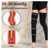 Myshear Medical Compression Stockings for Women & Men, 20-30 mmHg Footless Thigh High Compression Socks, Long Graduated Compression Sleeves, Full Leg Pressure Support Hoses for Varicose Veins, Edema -