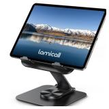 Lamicall Adjustable iPad Stand for Desk - [Ultra-Slim Foldable][360°Rotation] Tablet Stand with Heavy-Duty Base, Tablet Holder Gifts for 4.7-13" Devices, 2025 iPad Pro Air Mini, Kindle, iPhone 17 Pro