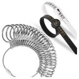 Ring Sizer Measuring Tool Kit Upgraded, 27 PCS Stainless Steel Measuring Ring Tool, US Ring Size 0-13 with Half Size, 2 PCS Reusable Finger Size 1-17 USA Rings Size with Magnified Glass - Retail: $6