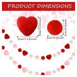 Boao 2 Pieces Heart Felt Garlands Decorations Red Pink Ball Garland Hanging Pom Pom Banners for Wedding Mothers Day Party Home Tree Decor(Natural Colors Set) - Retail: $13