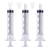 10mL Syringe for Liquid, Food, Oral, Scientific Labs, Measurement, Dispensing, Press-In Adapter, Craft, Big Tip with Cap- 3 Pack 10ml Syringes with tsp & mL Measurement - Retail: $5