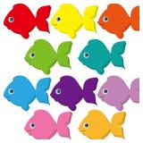 Eaasty 200 Pieces Fish Paper Cutouts for Bulletin Board Decorations Colorful Fish Shape Accents for Wall Decor Party Supply DIY Craft Projects(3.15 Inch) - Retail: $9