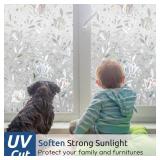 rabbitgoo Window Privacy Film, Decorative Stained Glass Window Film, Sun Blocking Glass Clings, Renter-Friendly Static Cling Frosted Sticker Covering for Home Door, Rainbow Tulip 11.8" x 78.7" - Retai