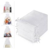 WenTao 100PCS 4x6 (10x15cm) White Sheer Organza Bags for Wedding Favor With Drawstring, Premium Jewelry Pouches Party for Festival Gift ,Candy , Fruit Protection - Retail: $8