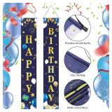 Frienda Happy Birthday Door Banner Navy Blue and Gold Decorations Backdrop for Men Happy Birthday Porch Sign Party Supplies for 15th 18th Decor - Retail: $8