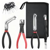 4-Piece Electrical Disconnect Pliers Kit for Cars, Professional Universal Automotive Electrical Plug Connector Removal Tool, Hose Clamp Pliers & Connector Separator for Car Wiring Harness Repair - Ret