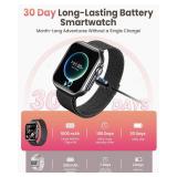 Smart Watch for Women Men Fitness: 1.85" Smart Watch with 30 Days+ Battery Life Make/Receive Call Heart Rate SpO2 Sleep Monitor 120+ Sport IP68 Waterproof Fitness Tracker Watch for iPhone Android Blac