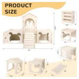 Extra Large Rabbit Castle, Wooden Bunny House & Hay Feeder, Detachable Rabbit Hideaway, Indoor Rabbit Castle with Ramp, Small Animal Houses & Habitats - Retail: $50