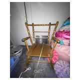 Childs rocker, heater, blinds, metal pieces