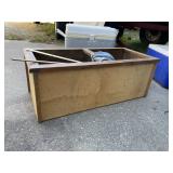 Oak cabinet & blue cooler