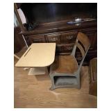 2 school desks, book rack, TV trays & more
