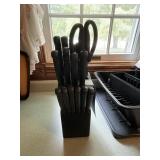 Knife block w/knives, dish drainer, knives