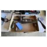 Draw knives, brace & bit, level