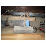 Oil can, 2 cases (empty), old plane