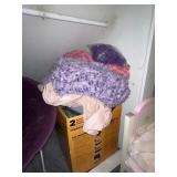 Pink curtains, throws, light & misc