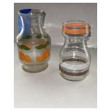 Vintage juice glasses, pitcher & dishware