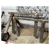 Saw horses, X-mas net light & wreath