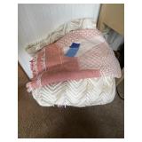 2 afghans & basket of hangers