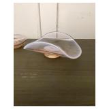 4 pieces pink & white glassware (Fostoria)