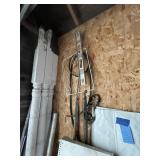 Wood poles, tools, shelves -