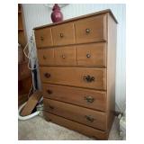 Maple chest of drawers & lamp