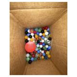 Box & bags of vintage marbles