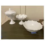 3 milk glass pieces