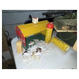 Vintage metal barn, silos & animals